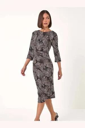 Roman Abstract Print Ruched Stretch Dress42