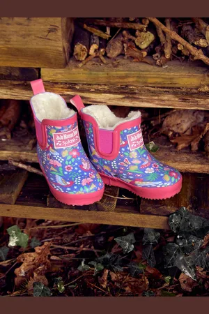 JoJo Maman Bébé Cosy Lined Bird Floral Ankle WelliesEU 27 (UK 9)
