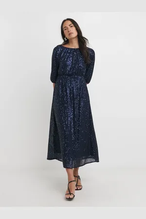 JD Williams Sequin Puff Sleeve Midi Dress46