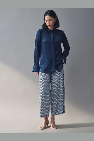 MARELLA Emme Marella Blue Albi Geometric Trousers42