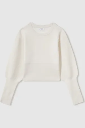 Reiss Ella Wool-Blend Balloon-Sleeve Cropped JumperS