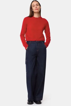 Whistles Red Cashmere Crop Crew JumperXS
