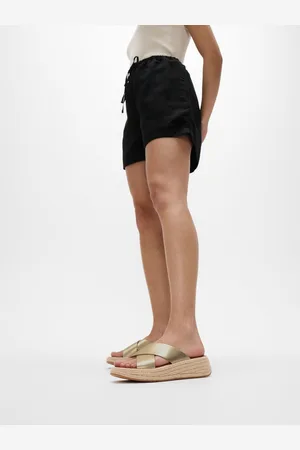 FitFlop F-mode Espadrille Leather Flatform Cross Black SandalsEU 42 (UK 8)