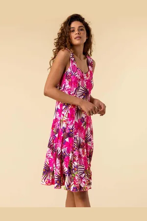 Roman Tropical Floral Stretch Panel Dress46