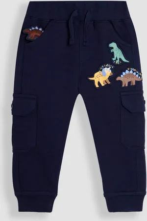 JoJo Maman Bébé Dinosaur Badge 100% Cotton Cargo Joggers2