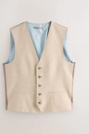 Next Textured Linen Suit Waistcoat40 L