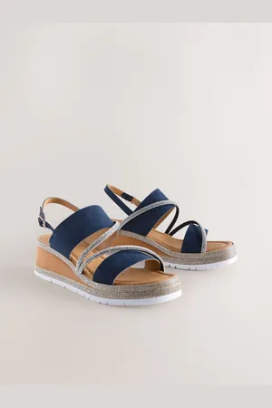 Next Forever Comfort Leather Bling Detail Slingback Sports Wedge Shoes3.5 EU 36