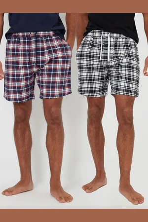 Threadbare Brushed 100% Cotton Flannel Check Lounge Shorts 2 PackL