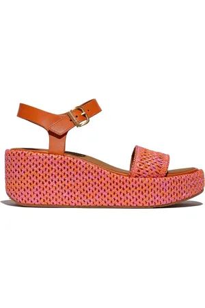 FitFlop Orange Platforms Woven Wedge Ankle Strap Sandalseu41