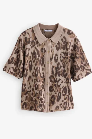 Next Knitted Collared Short Sleeve Shirt With LinenMedium Regular