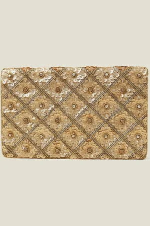 Accessorize Tianna Metallic Embellished Clutch BagJeden