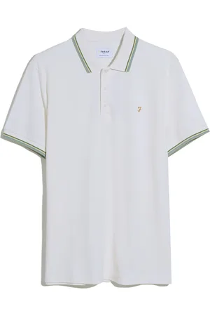 Farah Natural 100% Organic Cotton Alvin Tipped Collar Long Sleeve Polo ShirtL