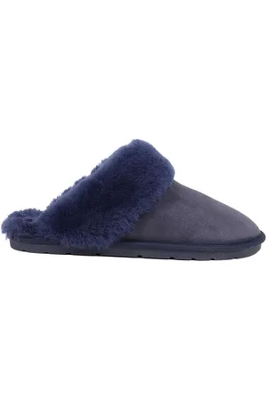 JONES BOOTMAKER Blue Bella Rose Sheepskin Mules SlippersEU 39 (UK 6)