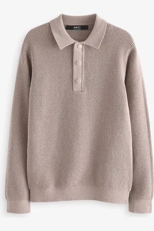 Next Long Sleeve 100% Cotton Textured Polo Shirt (3-16yrs)15 lat (170 cm)