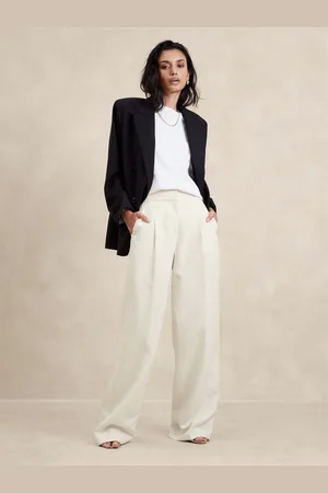 Banana Republic Lniane spodnie z szerokimi nogawkami z włóknem Tencel44 R