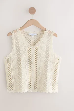 Next Stitch Lace Mesh Button Up Tank WaistcoatXXL Regular
