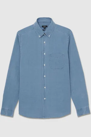 Reiss Kittle Denim Piqué Button-Through ShirtXS