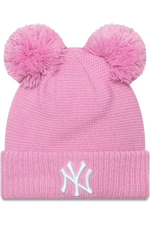New Era Girls Pink New York Yankees Double Bobble Knit Beanie116122 cm