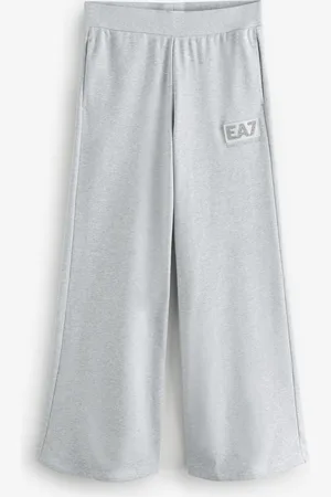 EA7 Emporio Armani Grey Sparkle Logo Wide Leg Stretch TrousersS