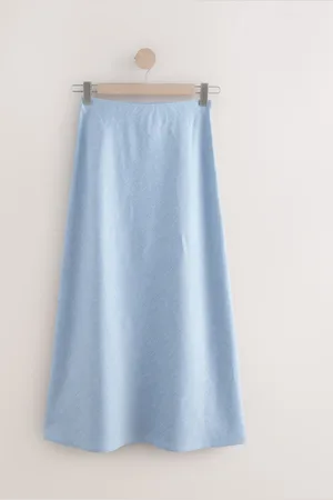 Next Linen Rich Textured Chambray Midi Skirt40tall