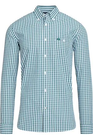 Raging Bull Green 100% Cotton Long Sleeve Classic Gingham ShirtS