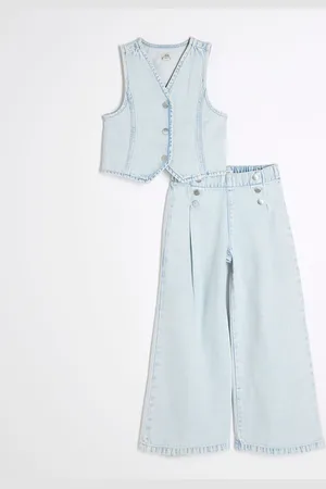 River Island Girls Denim 100% Cotton Waistcoat Set134140 cm