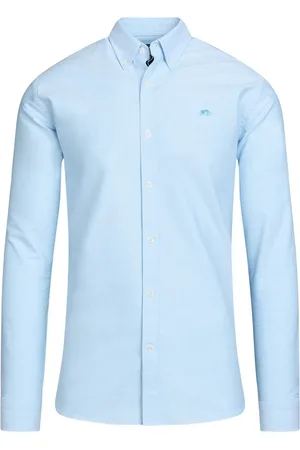 Raging Bull Blue Long Sleeve Classic 100% Cotton Oxford Shirt4XL