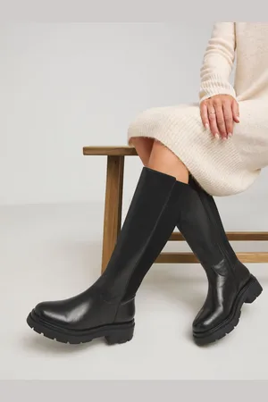Simply Be Back Stretch Panel Chunky Flat Knee High Boots In Wide Fit Standard CalfEU 38 (UK 5)