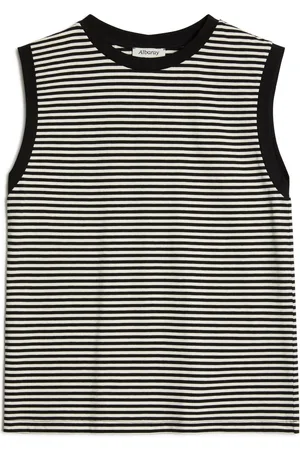 Albaray Stripe 100% Cotton Black Tank Top46