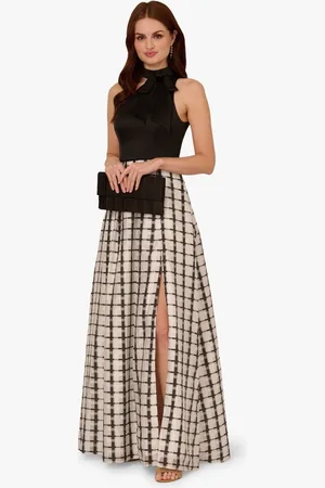 Adrianna Papell Plaid Combo Black Gown44