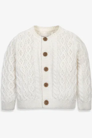 The Little Tailor Baby Cream Fisherman Cable Knit 100% Cotton Cardigan5662 cm