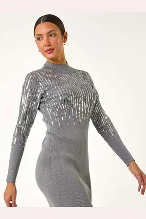 Roman Embellished High Neck Knit DressS