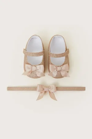 Monsoon Baby Glitter Bow Booties and Headband Set8086 cm