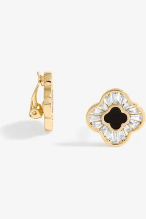 Jon Richard Cubic Zirconia And Jet Enamel Clip EarringsJeden