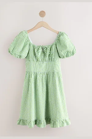 Next 100% Cotton Puff Sleeve Milkmaid Mini DressEU 44 (UK 16)