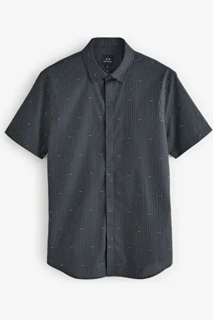 Armani Exchange Blue Pinstripe Logo Print ShirtS