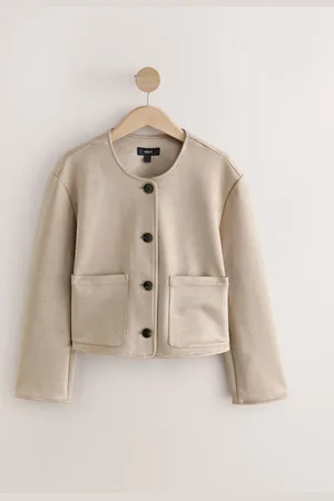 Next Faux Suede Collarless Jacket36