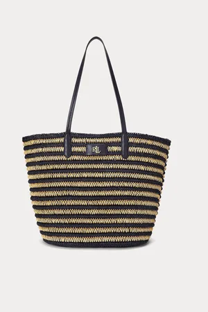 Ralph Lauren Brie Stripe Straw Tote BagJeden