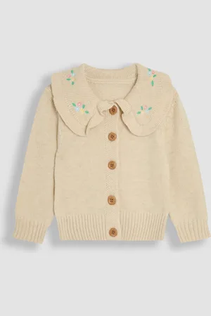 JoJo Maman Bébé Frill Embroidered Collar Cardigan8692 cm