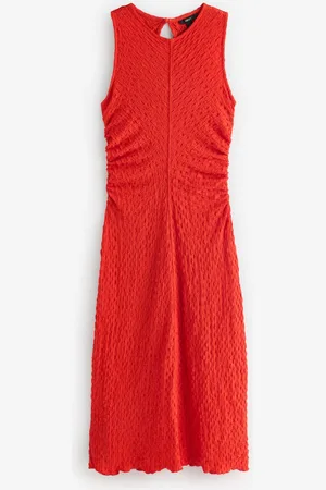 Next Sleeveless Textured Ruched Midi DressEU 44 (UK 16)
