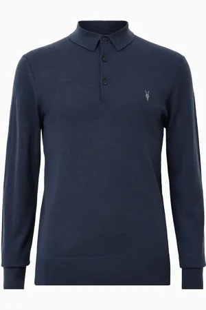 AllSaints Koszulka polo z długim rękawem Allsaints Mode z wełny merinoL