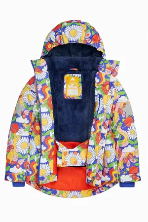 Frugi Blue Waterproof Flower Print Snow And Ski Coat8