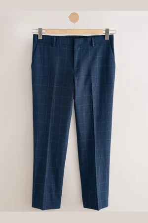Next Slim Linen Blend Check Suit Trousers32 R