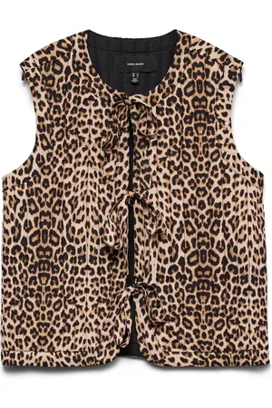 VERO MODA Quilted Tie Front Leopard Print GiletL 12