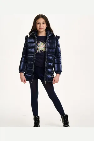 NICOLE MILLER Girls Blue Flrill Sleeves Puffer Jacket5 lat (110 cm)