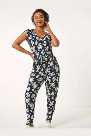 Roman Petite Floral Print Tie Stretch Jumpsuit46