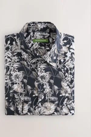 Next Regular Fit Kew Collection 100% Cotton Floral Long Sleeve Single Cuff ShirtM