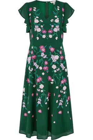 Yumi All Over Floral Print Embroidery Midi Skater Dress42