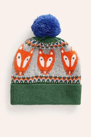 Boden Fox Fair Isle Pattern Knitted Beanie9