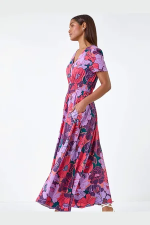 Roman Floral Print Button Detail Maxi Dress44